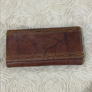 Western Frye Brown real Leather Wallet with Embroidered Design cowgirl boho